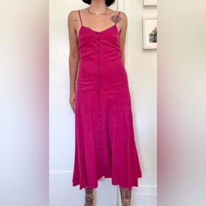 Mara Hoffman Diana Button-Down Maxi Dress in Hot Pink Size XS